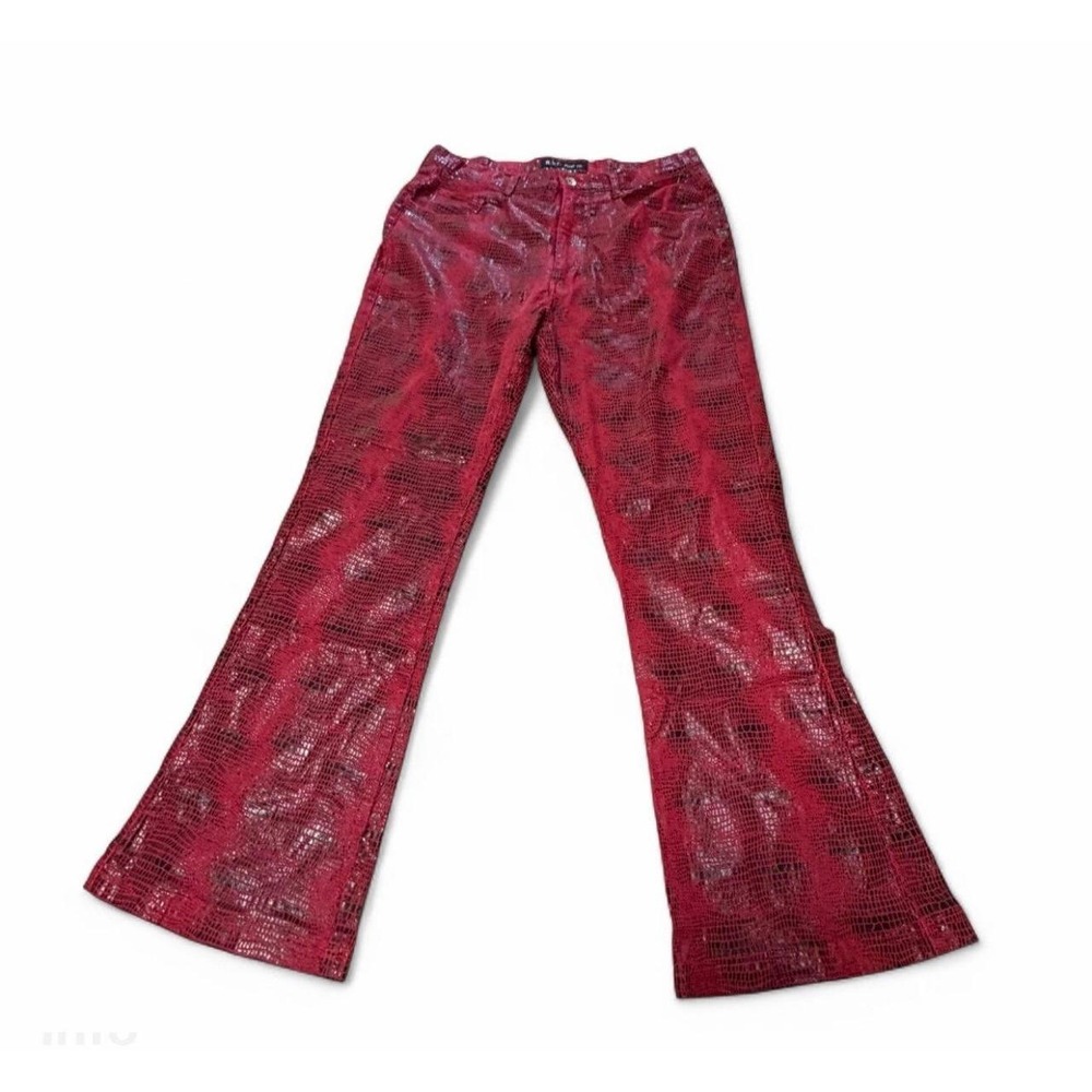 V.T. Jeans Co Womens 18 Red Black Faux Reptile Snake Print Flare Pants Y2K